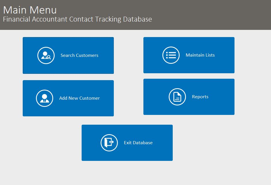 Financial Accountant Contact Tracking Database